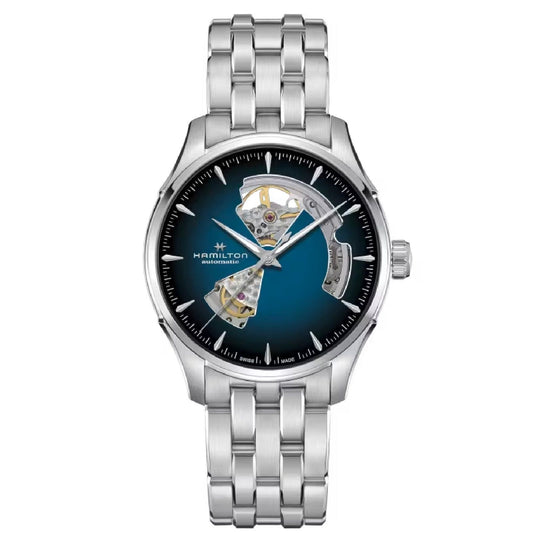 Orologio uomo automatico 40mm Hamilton Jazzmaster Open Heart acciaio, nero, blu H32675140-1
