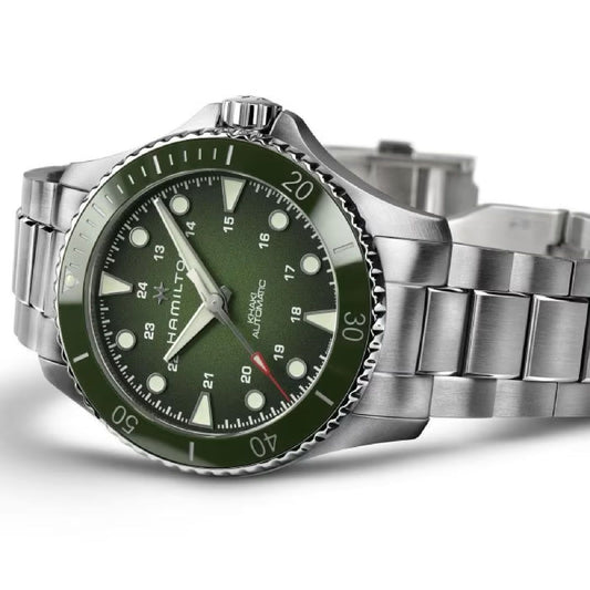 Orologio automatico uomo Hamilton Khaki Navy acciaio ceramica verde 43mm H82525160-2