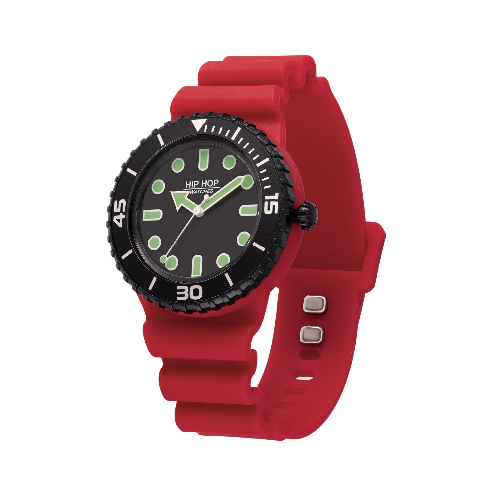 Orologio solo tempo Hip Hop silicone rosso e blu HWU1235