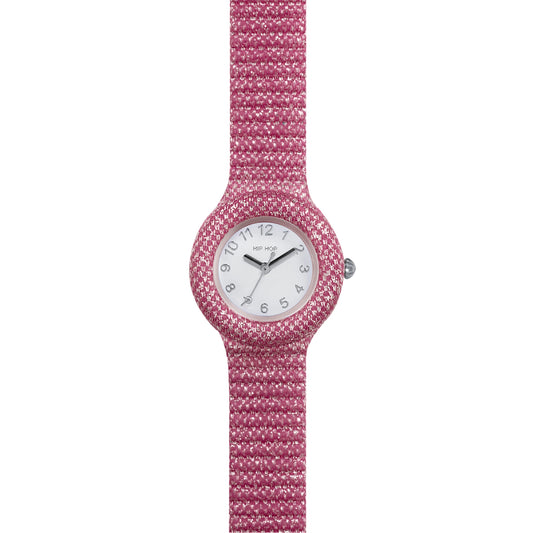 Orologio solo tempo donna Hip Hop in silicone glitter fucsia HH.HWU1245