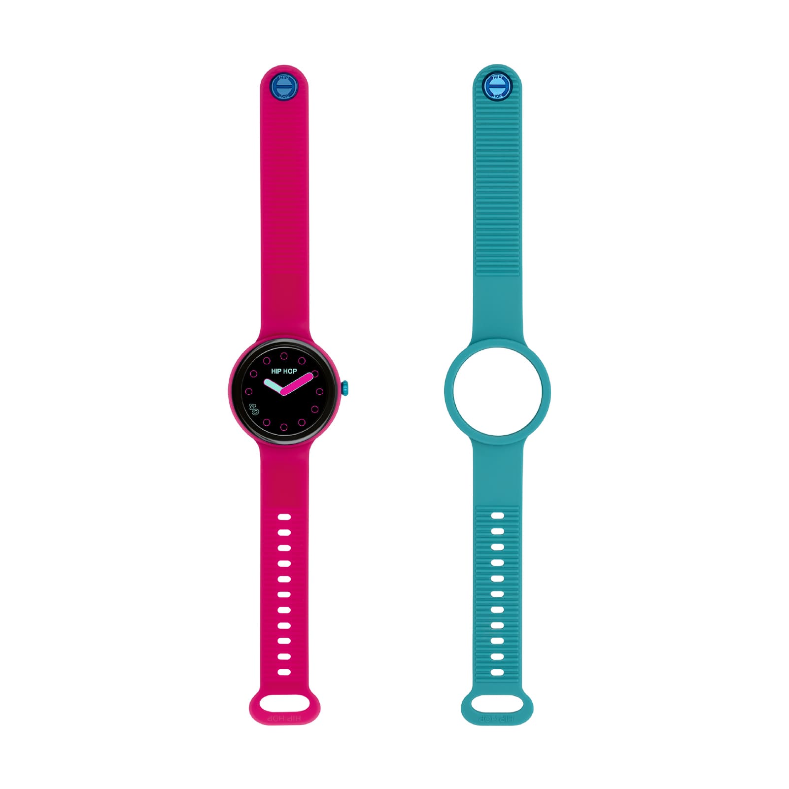 Orologio Smartwatch Hip Hop in silicone fucsia e azzurro MISURA UNICA
