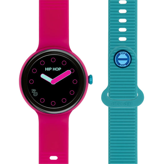 Orologio Smartwatch Hip Hop in silicone fucsia e azzurro MISURA UNICA