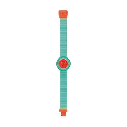 Orologio donna Hip Hop in silicone verde quadrante rosso MISURA UNICA