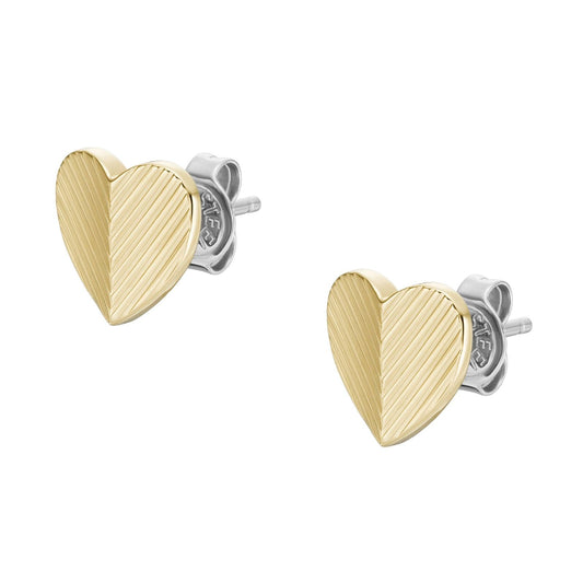 Orecchini lobo donna Fossil Harlow acciaio dorato a cuore JF04654710-2