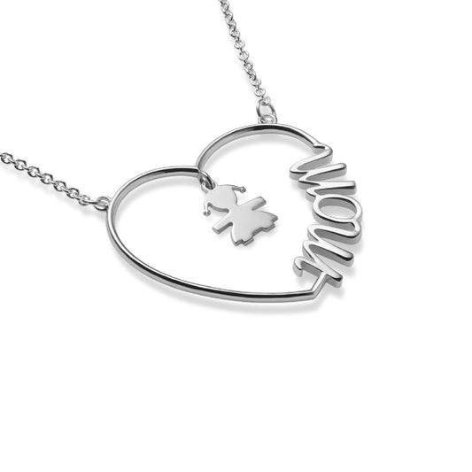 Collana donna leBebé Cuore di Mamma in argento con cuore e bimba LBBCDM24-F-2