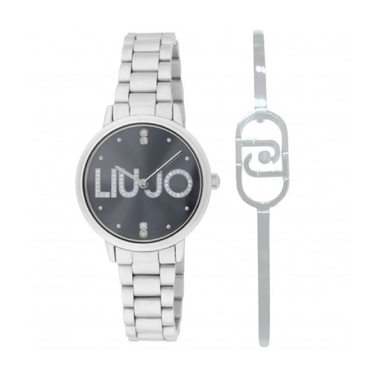Set orologio e bracciale rigido Liu Jo in acciaio quadrante nero MISURA UNICA