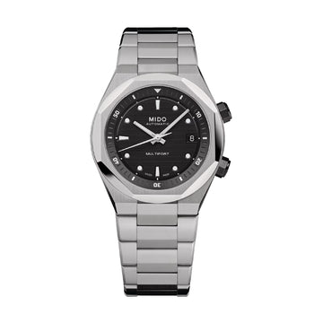 Orologio automatico Mido Multifort 8 da uomo in acciaio con quadrante nero MISURA UNICA