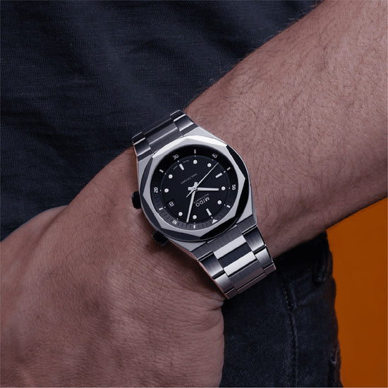 Orologio automatico Mido Multifort 8 da uomo in acciaio con quadrante nero MISURA UNICA