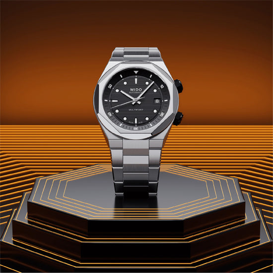 Orologio automatico Mido Multifort 8 da uomo in acciaio con quadrante nero MISURA UNICA