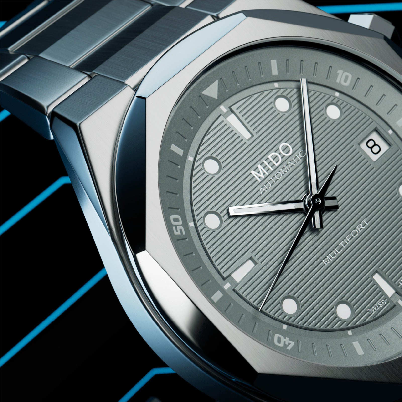 Orologio MIDO Multifort in acciaio con quadrante grigio MISURA UNICA