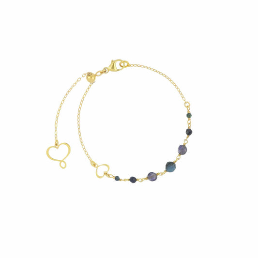 Bracciale Maman et Sophie Onda in argento dorato e pietre blu 18,5 cm