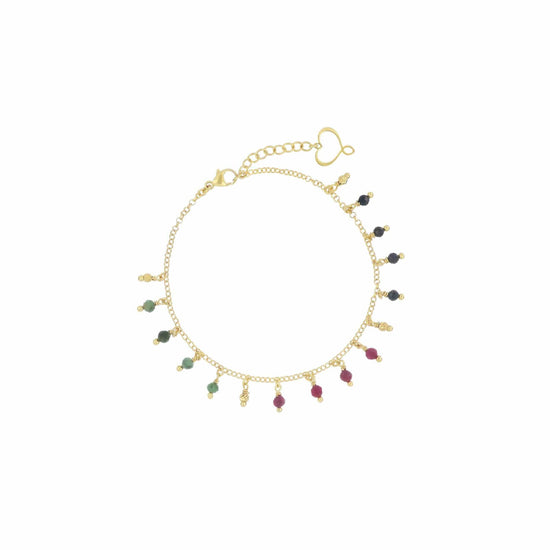 Bracciale Maman et Sophie in argento dorato e pietre colorate Regolabile 18-21,5 cm