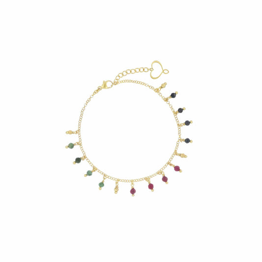 Bracciale Maman et Sophie in argento dorato e pietre colorate Regolabile 18-21,5 cm