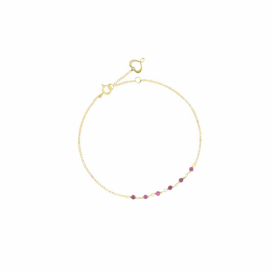 Bracciale Maman et Sophie Gemme oro 18k con rubini centrali Regolabile 15-18 cm
