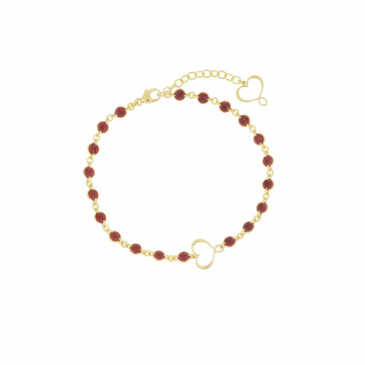 Bracciale Maman et Sophie argento dorato con smalto bordeaux Regolabile 17-21 cm