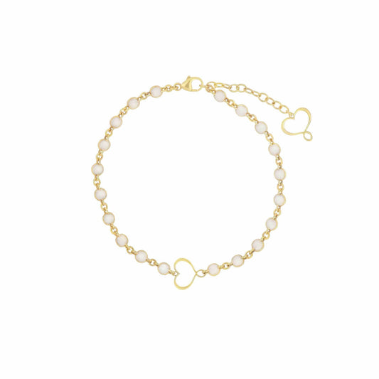 Bracciale Maman et Sophie argento dorato con smalto perlato Regolabile 17-21 cm