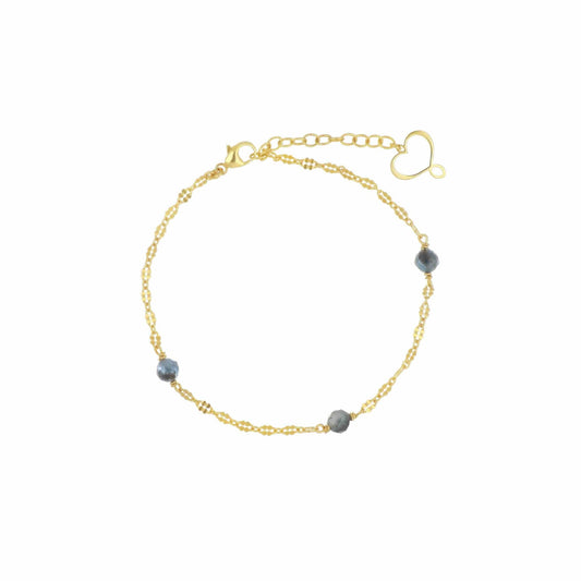 Bracciale catena Maman et Sophie argento dorato e acquamarina Regolabile 18-22 cm