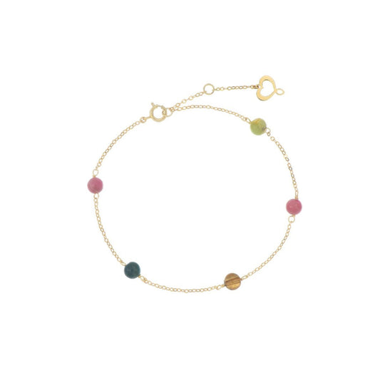 Bracciale in oro 18kt et Sophie AURUM tormaline multicolor Regolabile 16,5-19 cm