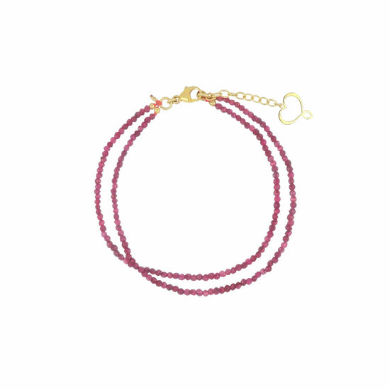 Bracciale multifilo Maman et Sophie argento dorato e rubini Regolabile 18-21 cm
