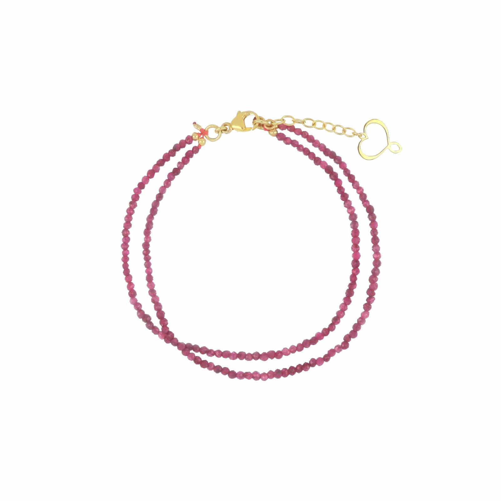 Bracciale multifilo Maman et Sophie argento dorato e rubini Regolabile 18-21 cm