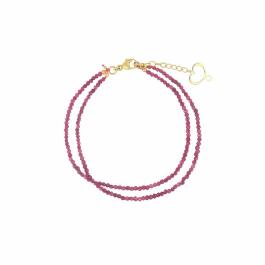Bracciale multifilo Maman et Sophie argento dorato e rubini Regolabile 18-21 cm