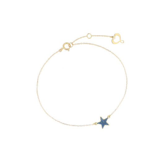 Bracciale in oro 18kt Maman et Sophie AURUM stella polvere blu Regolabile 16,5-19 cm