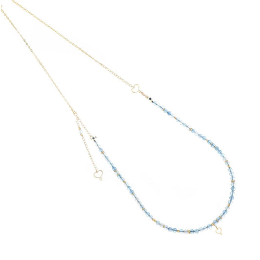 Collana lunga Maman et Sophie in argento dorato e acquamarina MISURA UNICA
