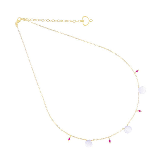 Collana Maman et Sophie argento con rubellite e calcedonio MISURA UNICA