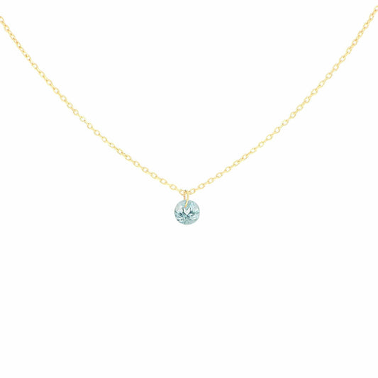 Collana Maman et Sophie in oro 18k topazio azzurro pendente MISURA UNICA