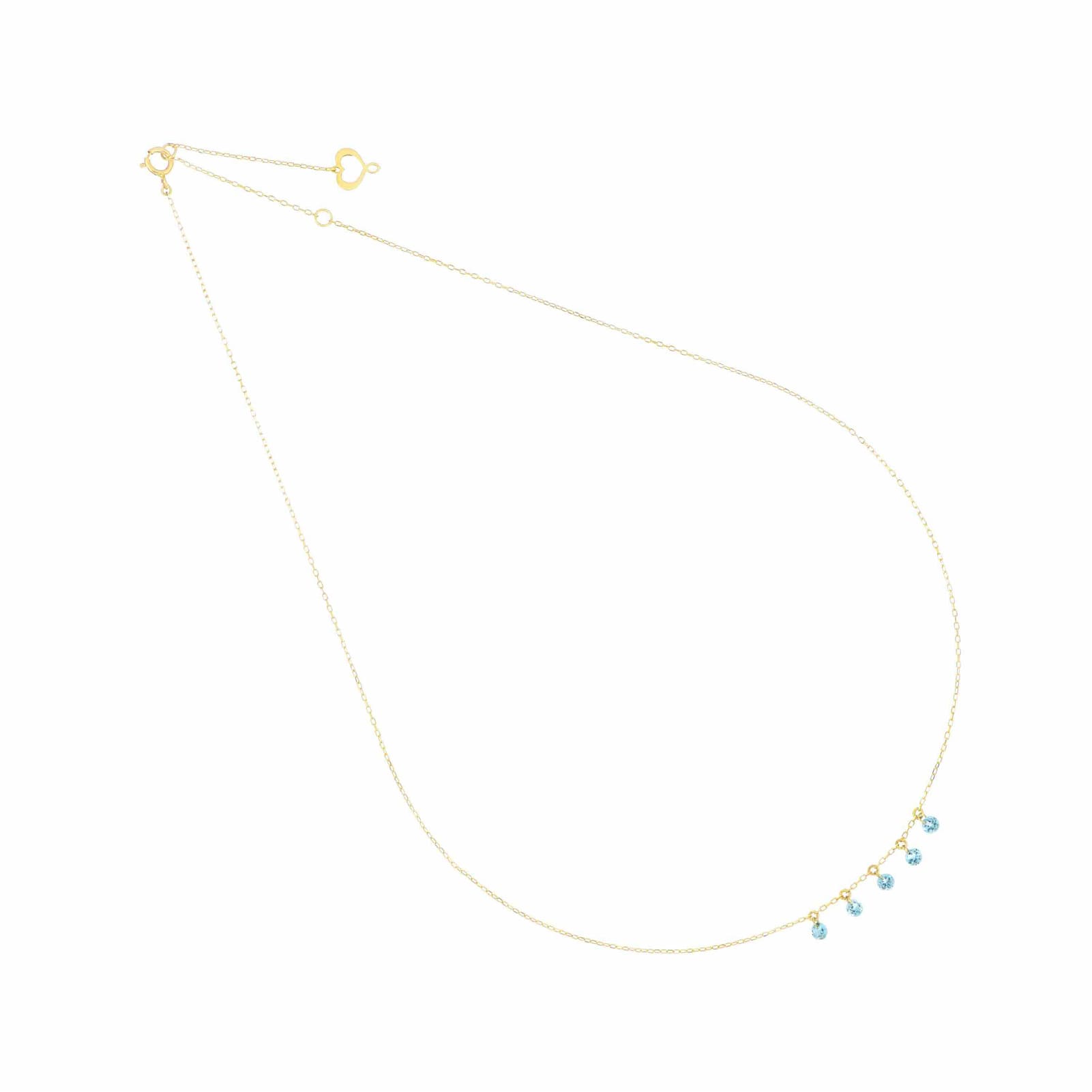 Collana Maman et Sophie oro 18k con topazi azzurri pendenti MISURA UNICA