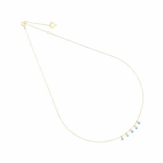 Collana Maman et Sophie oro 18k con topazi azzurri pendenti MISURA UNICA