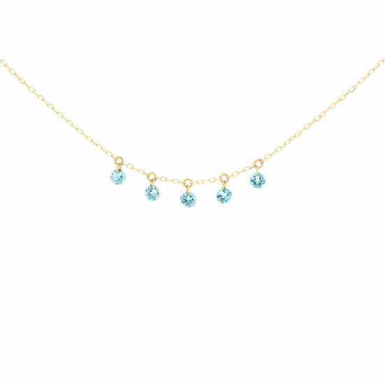 Collana Maman et Sophie oro 18k con topazi azzurri pendenti MISURA UNICA