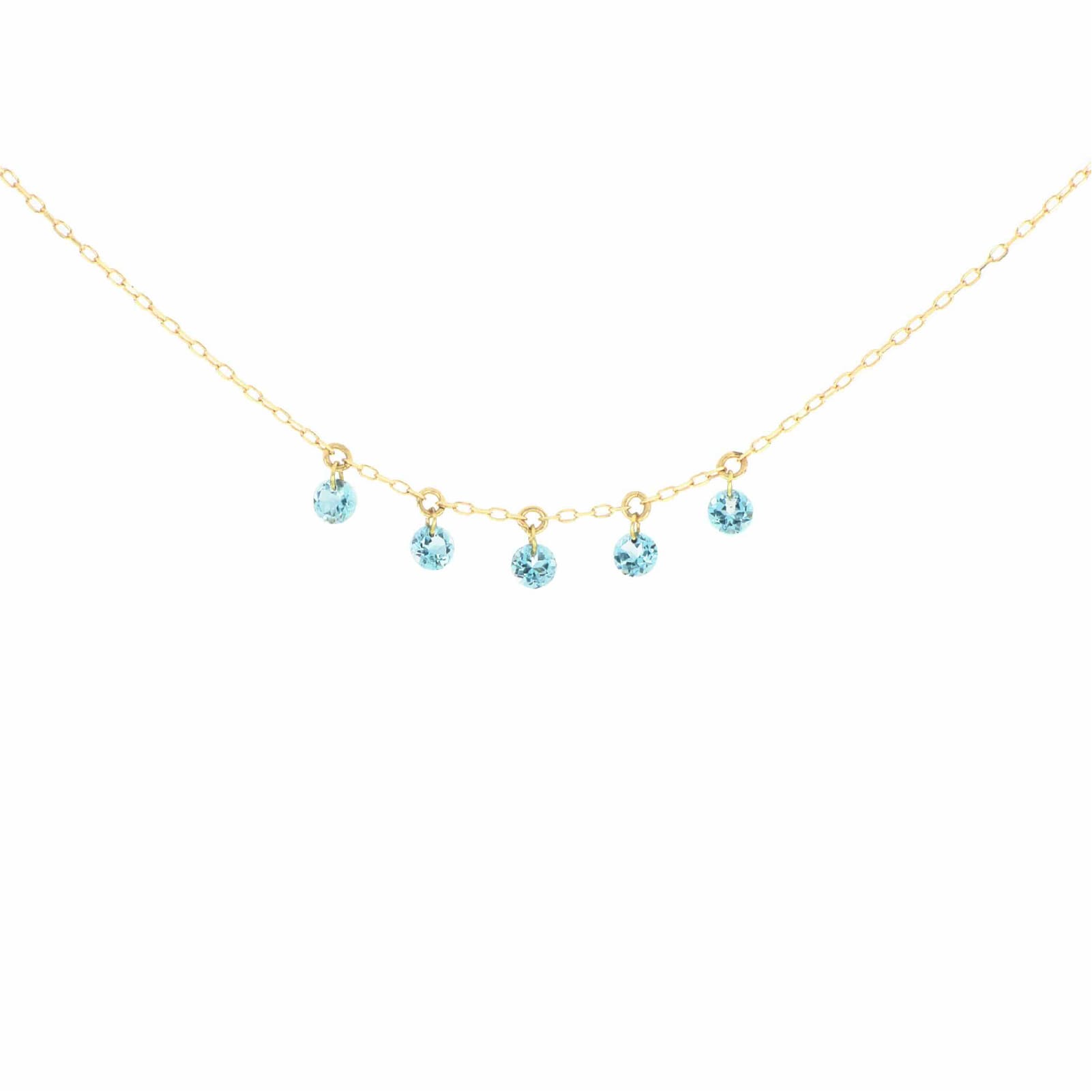 Collana Maman et Sophie oro 18k con topazi azzurri pendenti MISURA UNICA