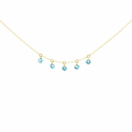 Collana Maman et Sophie oro 18k con topazi azzurri pendenti MISURA UNICA