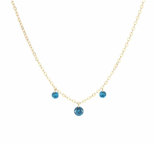 Collana in oro 18kt Maman et Sophie AURUM con tre diamanti blu MISURA UNICA
