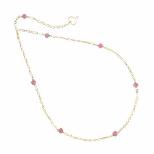 Collana Maman et Sophie argento dorato e tormalina rosa MISURA UNICA