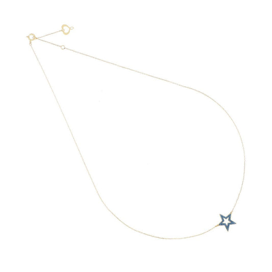 Collana Maman et Sophie oro 18 kt con stella e polvere blu MISURA UNICA