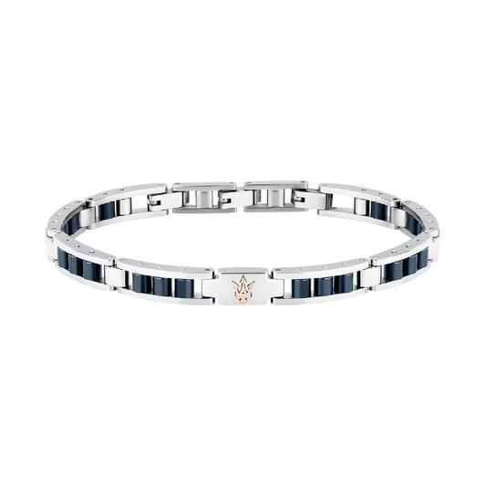 Bracciale catena da uomo Maserati acciaio rodiato e blu