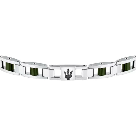 Bracciale catena da uomo Maserati acciaio rodiato e verde