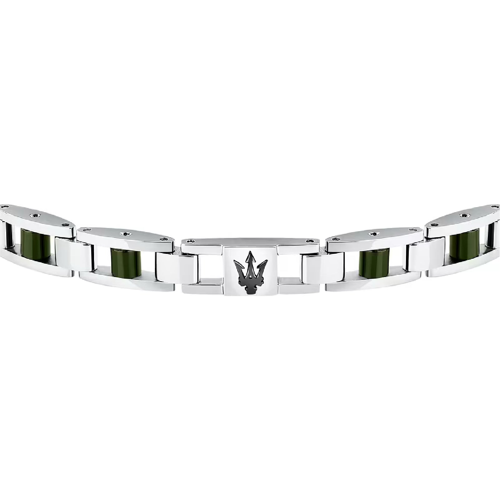 Bracciale catena da uomo Maserati acciaio rodiato e verde