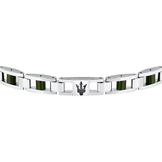 Bracciale catena da uomo Maserati acciaio rodiato e verde