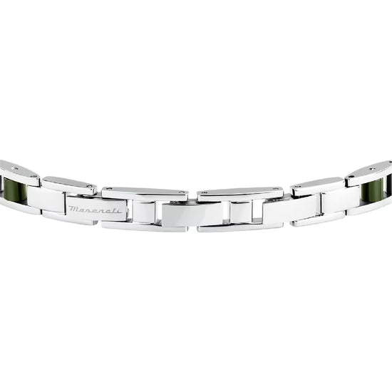 Bracciale catena da uomo Maserati acciaio rodiato e verde