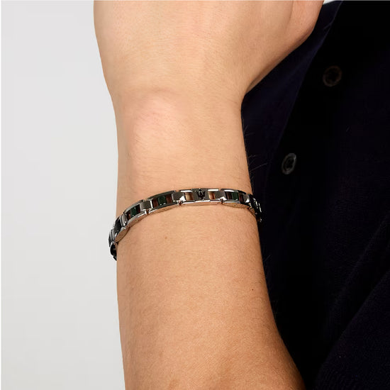 Bracciale catena da uomo Maserati acciaio rodiato e verde