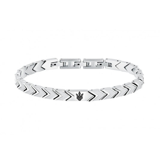 Bracciale uomo Maserati acciaio con tridente nero centrale