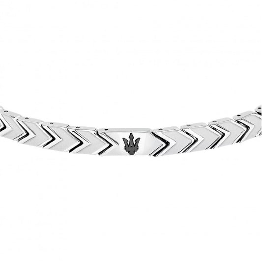 Bracciale uomo Maserati acciaio con tridente nero centrale