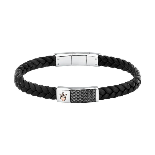 Bracciale Maserati in pelle riciclata color argento e nero M.JM424AVE26