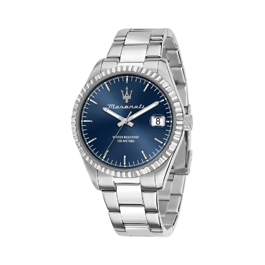 orologio solo tempo Maserati da uomo acciaio quadrante blu MISURA UNICA