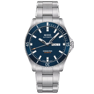 Orologio automatico acciaio Mido Ocean Star 200 uomo argento e blu, datario M0264301104100-1