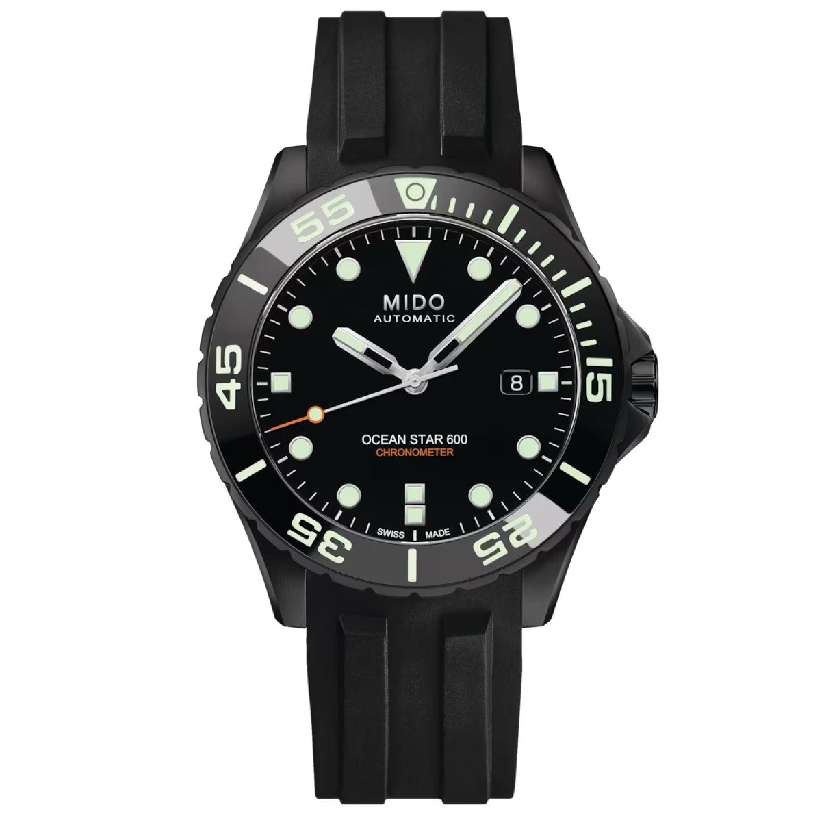Orologio crono Mido Ocean Star 600 uomo acciaio nero datario riserva 80H M0266083305100-1