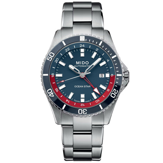 Orologio automatico uomo Mido Ocean Star GMT in acciaio quadrante blu 44 mm M0266291104100-1